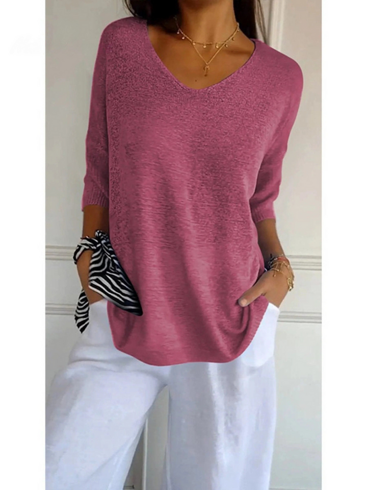 Clara – Women’s Knitted V-Neck Sleeve Top