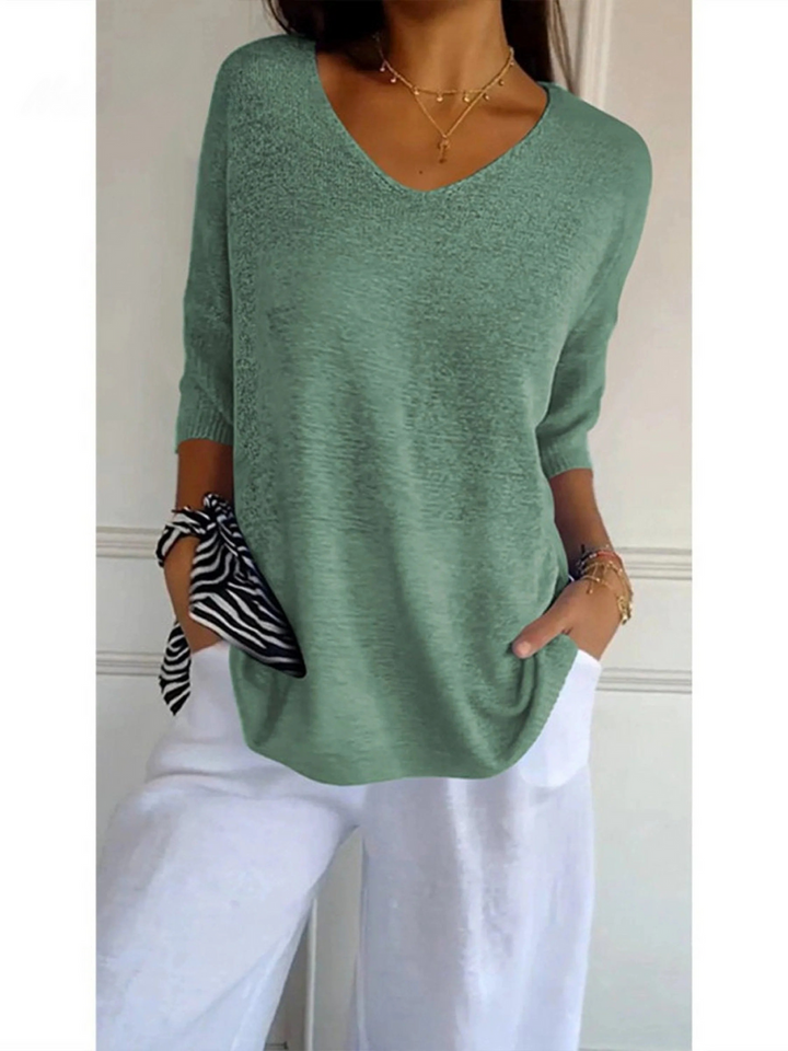 Clara – Women’s Knitted V-Neck Sleeve Top