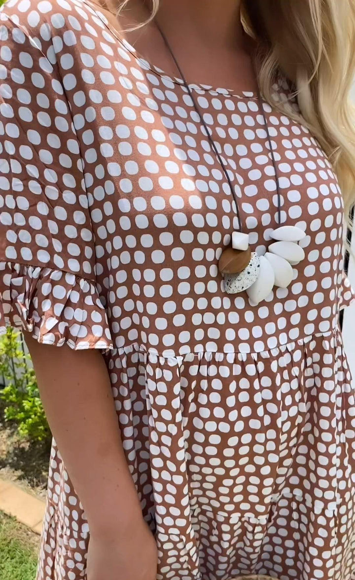 Angela – Polka Dot Short-Sleeve Midi Dress