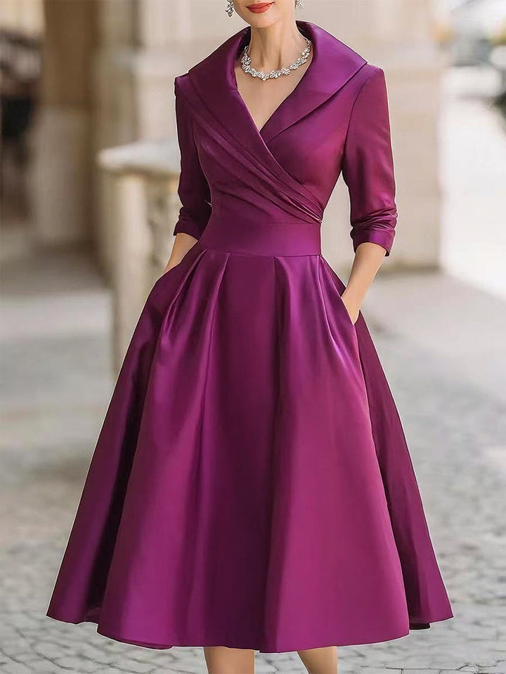 Amara – Elegant Spring Satin Midi Dress