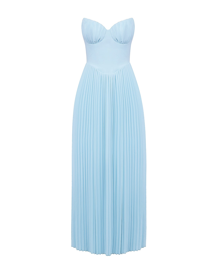 Siena – Ocean Blue Pleated Maxi Dress