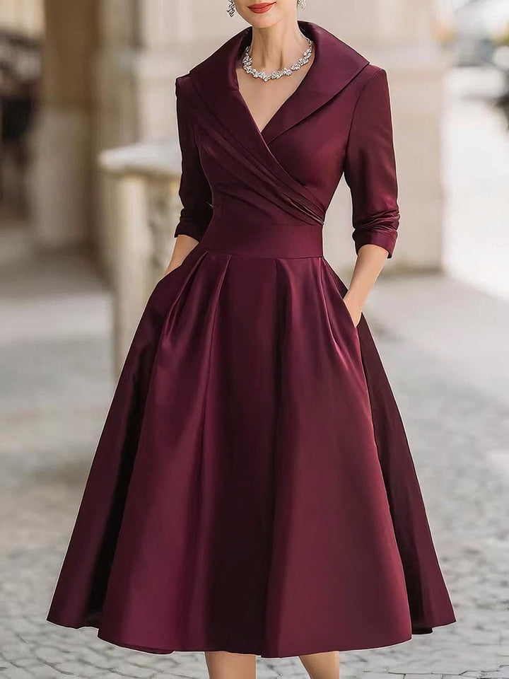 Amara – Elegant Spring Satin Midi Dress