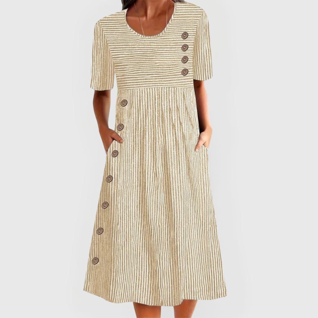 Maeva – Elegant Spring Striped Midi Dress