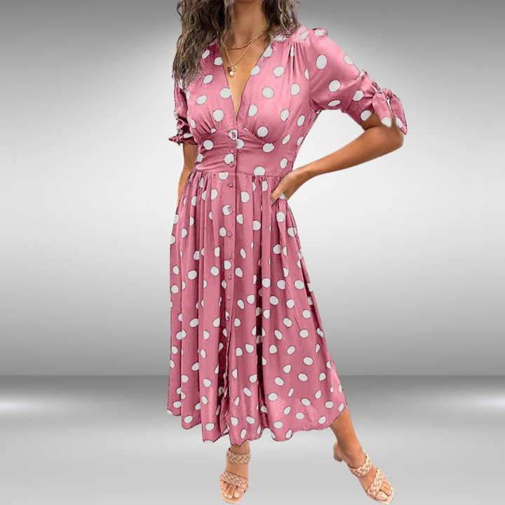Monique – Elegant Polka Dot Dress