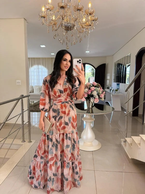 Celestine – Elegant Spring Floral Maxi Dress