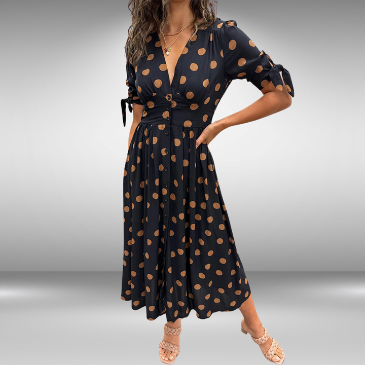 Monique – Elegant Polka Dot Dress