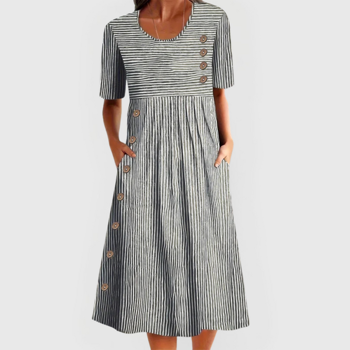 Maeva – Elegant Spring Striped Midi Dress