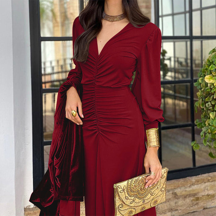 Emmeline – Elegant Spring V-Neck Ruffled Dress